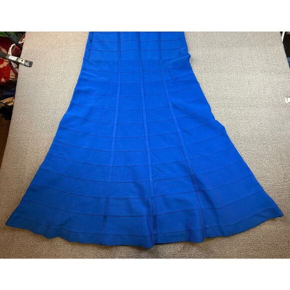 Hervé Léger Women's Medium Blue V Neck Dress Gown - Picture 16 of 16